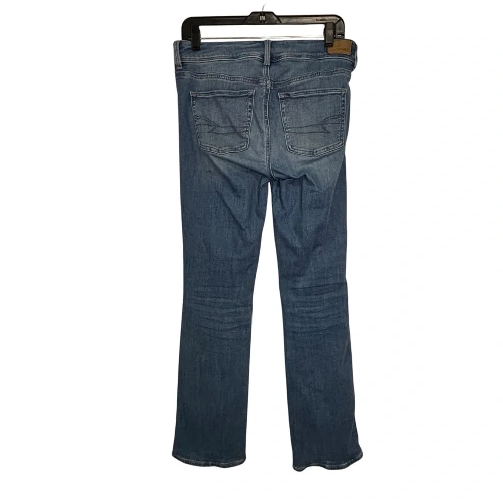 American Eagle Next Level Stretch High Rise Kick Boot Jeans in Light Wash Denim - Picture 2 of 12